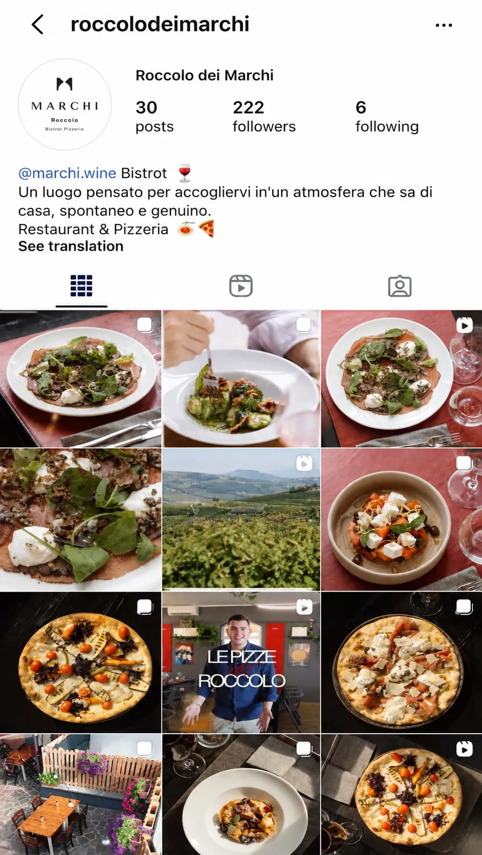 roccolo Instagram profile presentation