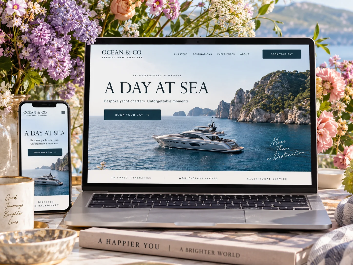 Illustrative custom website on laptop and mobile